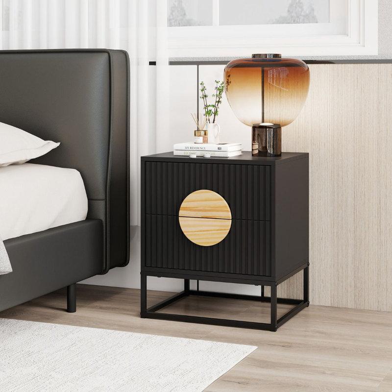 48cm W Metal Bedside Table