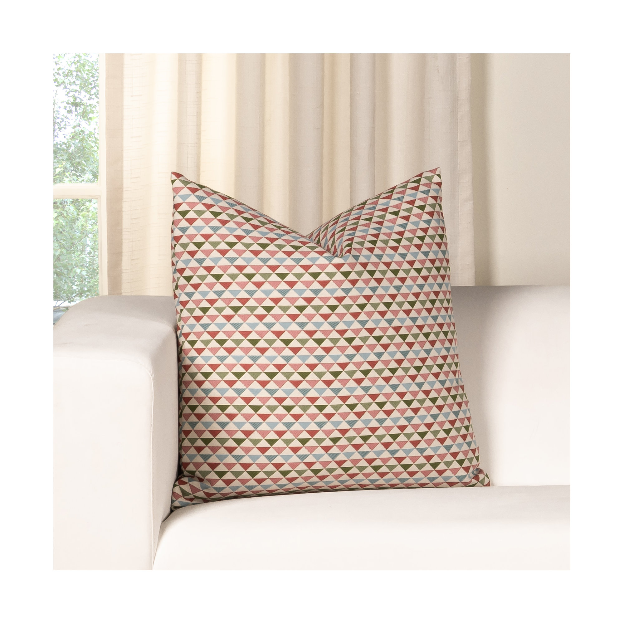 Mauna Geometric Indoor/Outdoor Throw Pillow, Green, Square 20"