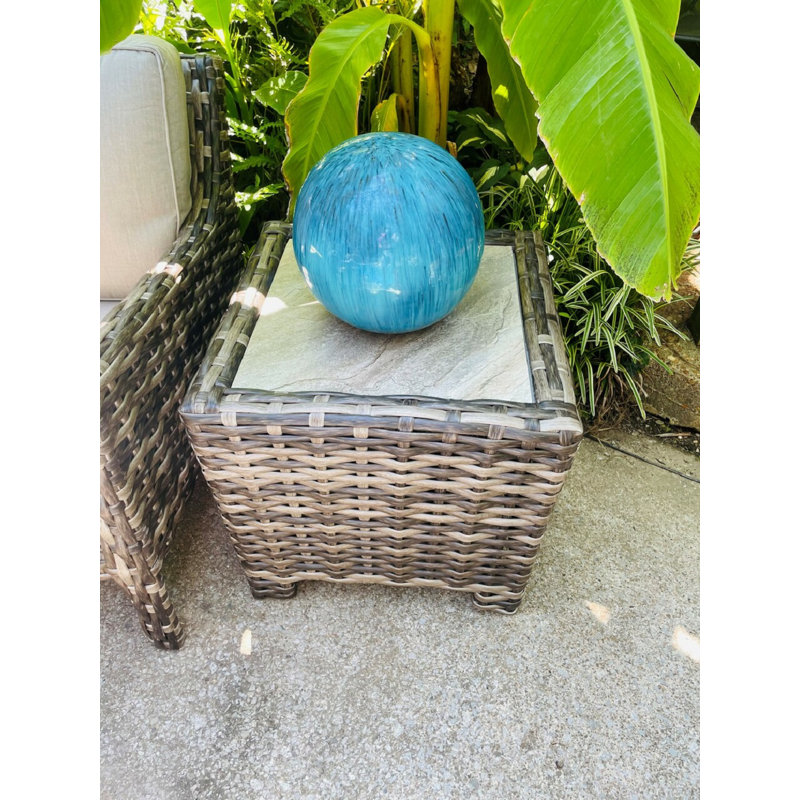 Angeliki-Electra Square Wicker Outdoor Side Table , 22'' in. W 22'' in. D
