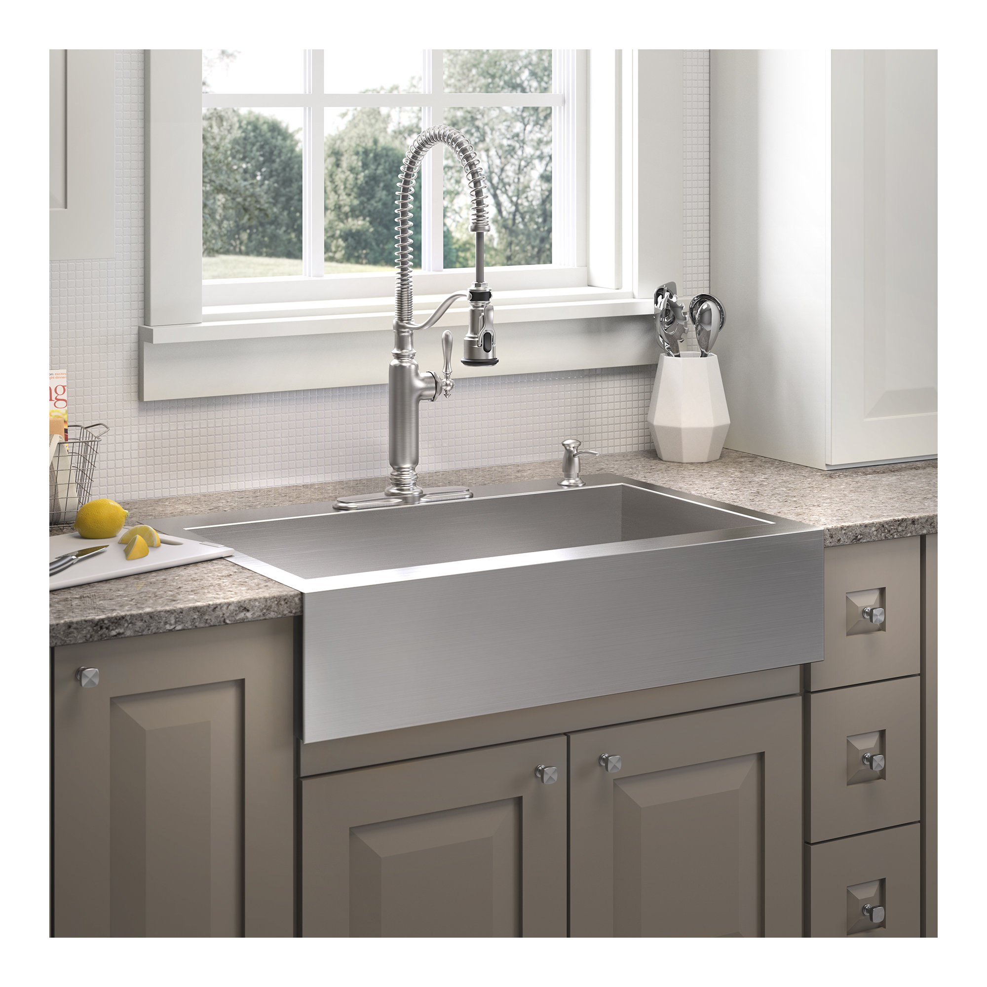 Vault 35-3/4" x 24-5/16" x 9-5/16" Top-Mount Single-Bowl Stainless Steel Kitchen Sink, 4 Holes