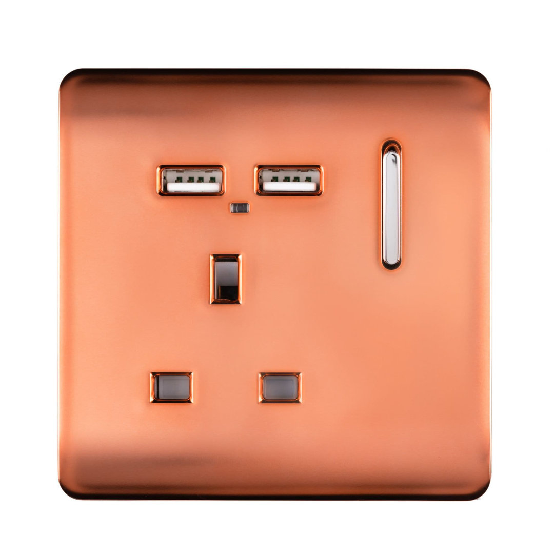 Trendi Switch 1 Gang USB 2100mA Plug Socket
