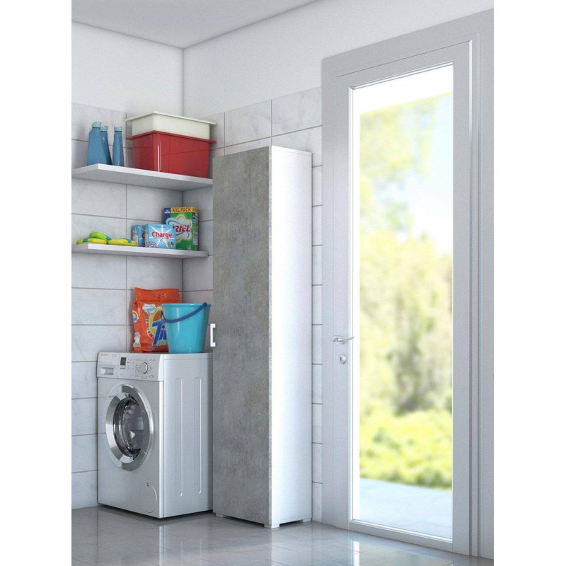 Gurubaksh 2 Door Manufactured Wood Wardrobe, Cement/White 