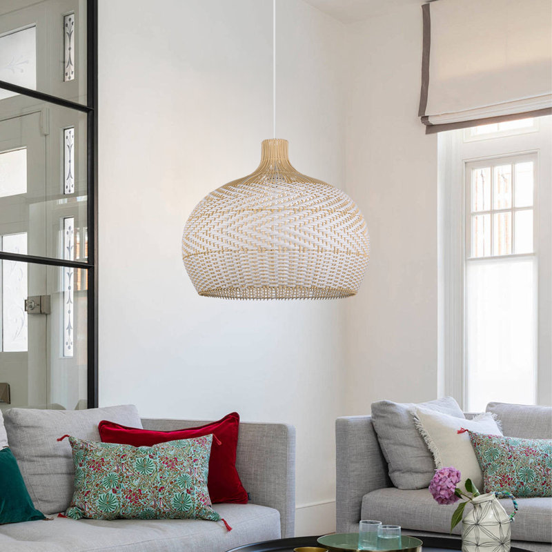 Aribella 1 - Light Natural Dome Pendant, 21.65" H x 23.62" W x 23.62" D