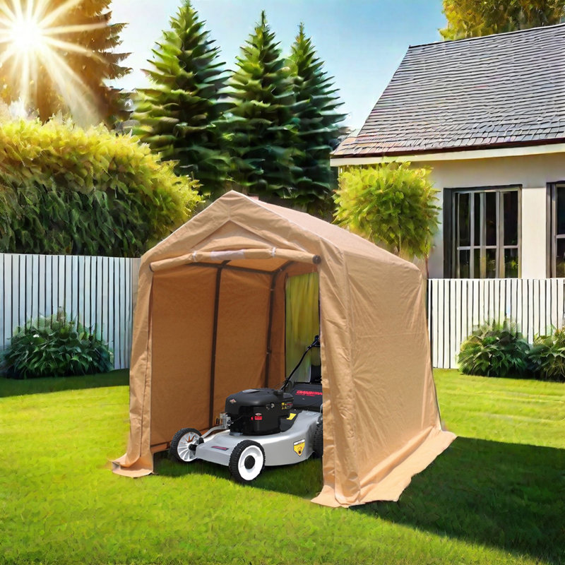 Outdoor Portable Gazebo Storage Shelter Shed With 2 Roll Up Zipper Doors & Vents Carport For Motorcycle Waterproof And UV Resistant Anti-Snow Portable Garage Kit Tent