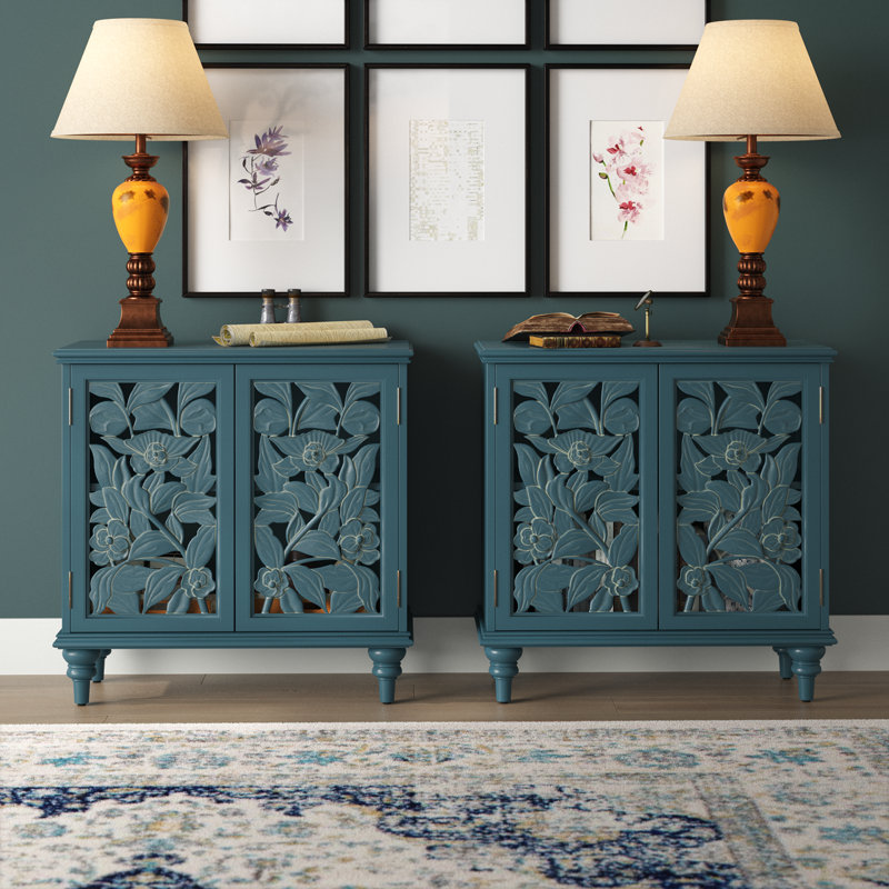 Hayter Solid Wood Accent Cabinet, Blue