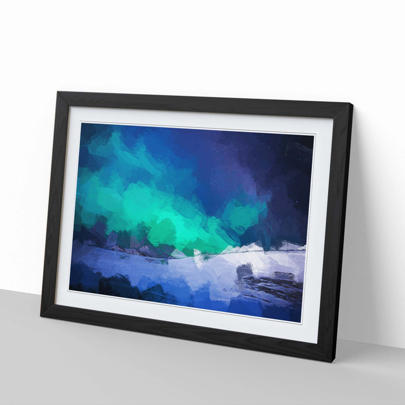 Aurora Borealis in Iceland in Abstract - Picture Frame Graphic Art Print, Black Framed, 36cm H x 48cm W x 2cm D