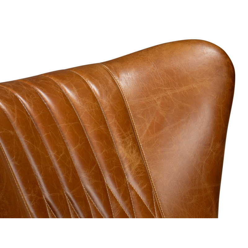Bugatti Swivel Club Chair, Cuba Brown Genuine Leather