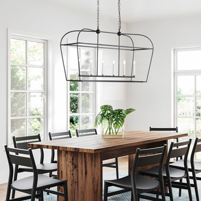 Jesli 6 - Light Farmhouse Large Linear Lantern Open Frame Chandelier