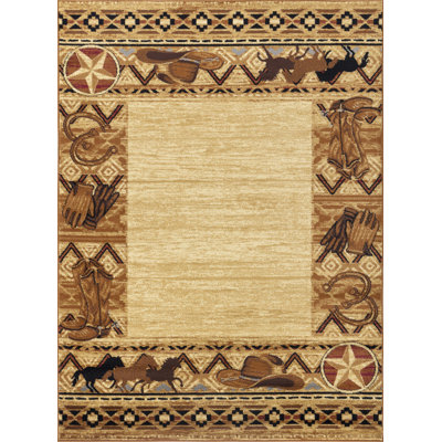 Western Wild Tapestry Area Rug – Cowboy & Horse Motif, Durable For High-traffic Spaces