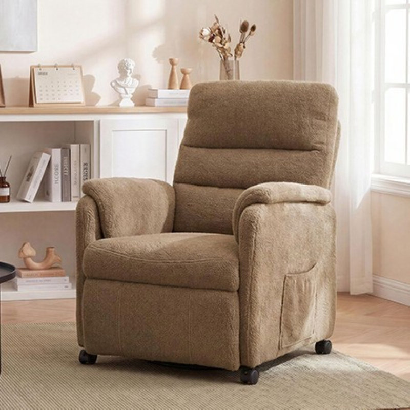 Fauteuil inclinable manuel moderne en tissu, Brun