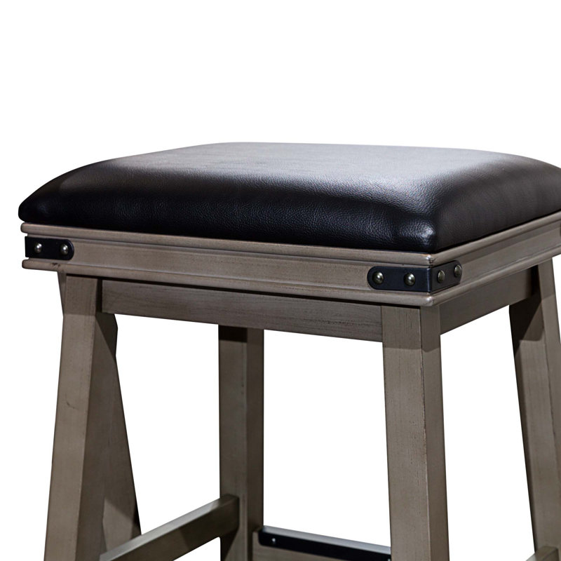 Tabouret de comptoir court Kyriel 30, Noir, Gris