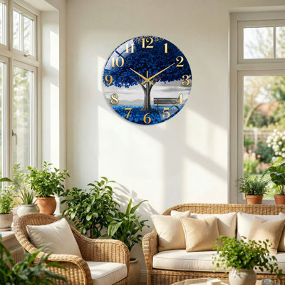 Horloge murale moderne en verre Blue Tree