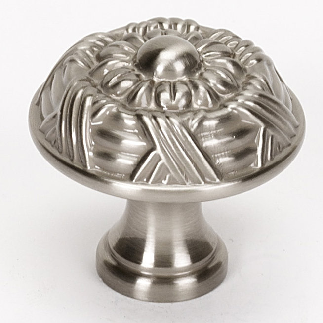 Ribbon And Reed Mushroom Knob, Satin Nickel
