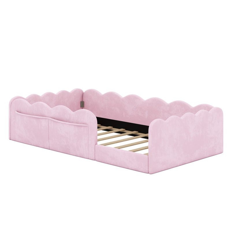 Lit de sol rembourré contemporain au design discret, Rose