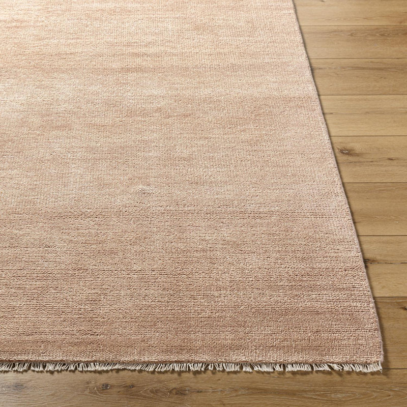 Hand Knotted Wool Area Rug in Pink, Rectangle 10' x 14'
