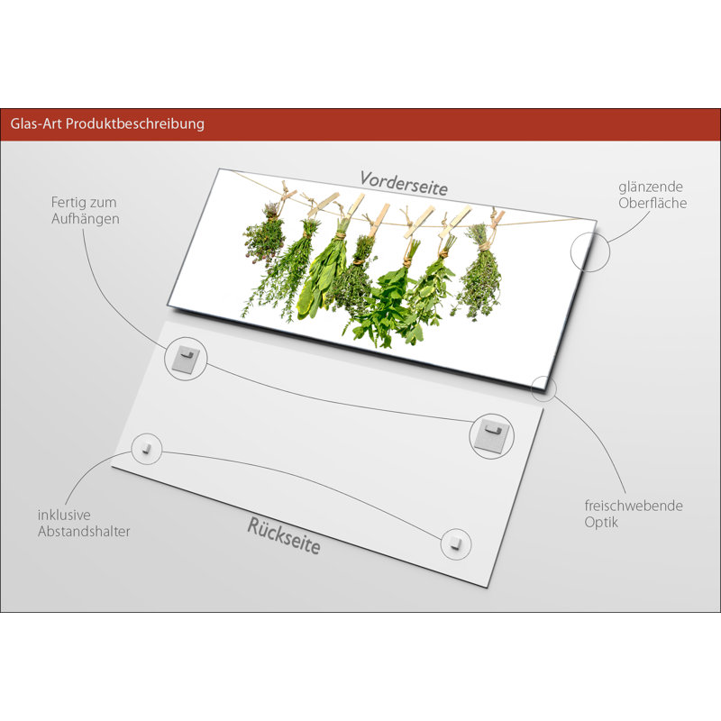 Hanging Vegetable - Graphic Art Print on Glass, 50 cm H x 125 cm W x 1.4cm D