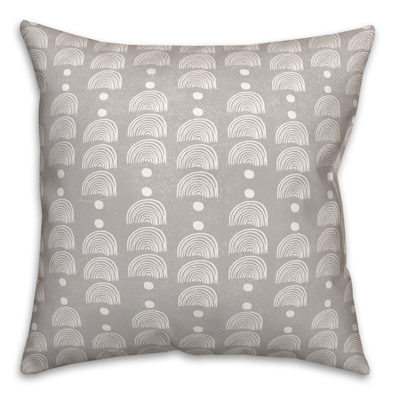 Housse et insert de coussin d'extérieur carré à motif arc-en-ciel 14, Gris, 18 po x 18 po