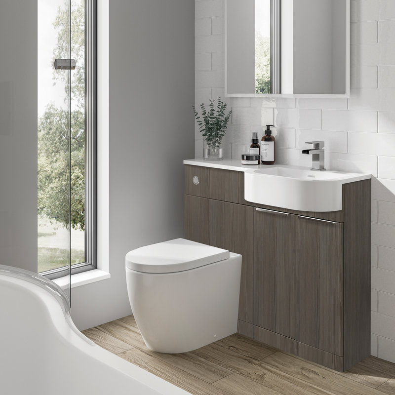 100mm Combined Vanity Unit with Toilet Included, Brown