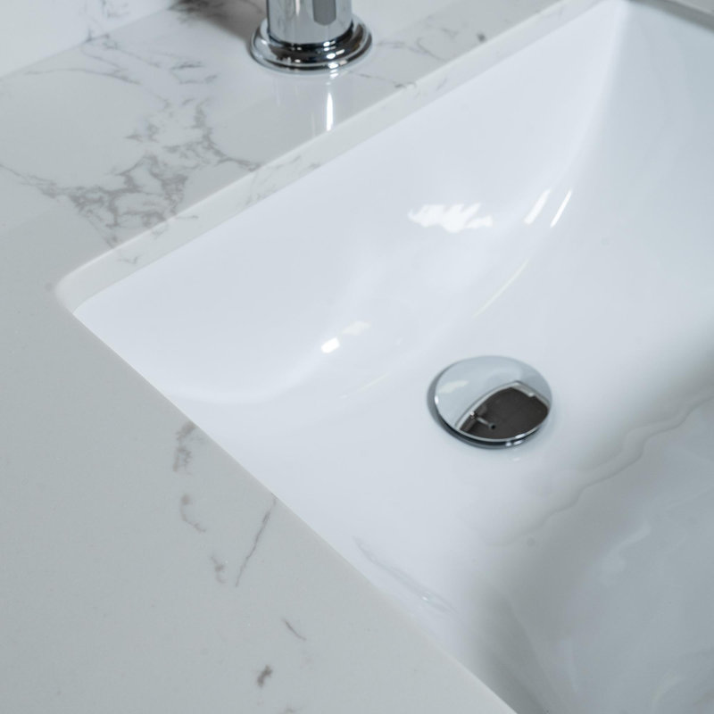 Lavabo encastré rectangulaire en céramique, Simple