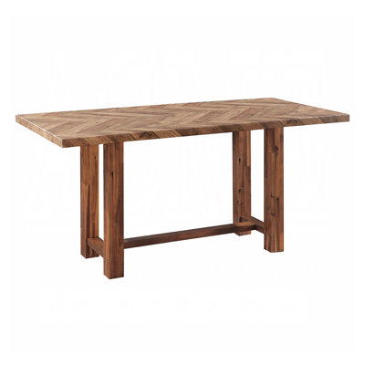 Rectangular Wooden Counter Height Dining Table With Trestle Base In Brown