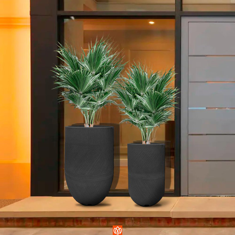 Pot Planter, 22.44" H x 13.8" W x 13.8" D, Gray