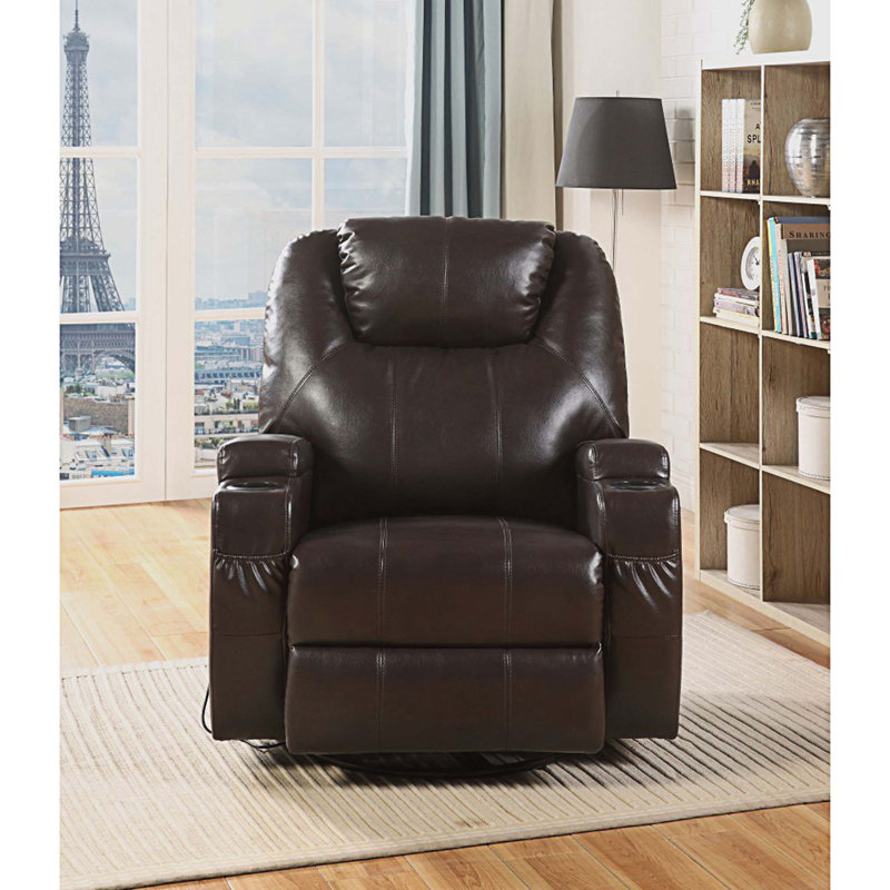 Fauteuil de massage chauffant en similicuir, Similicuir brun