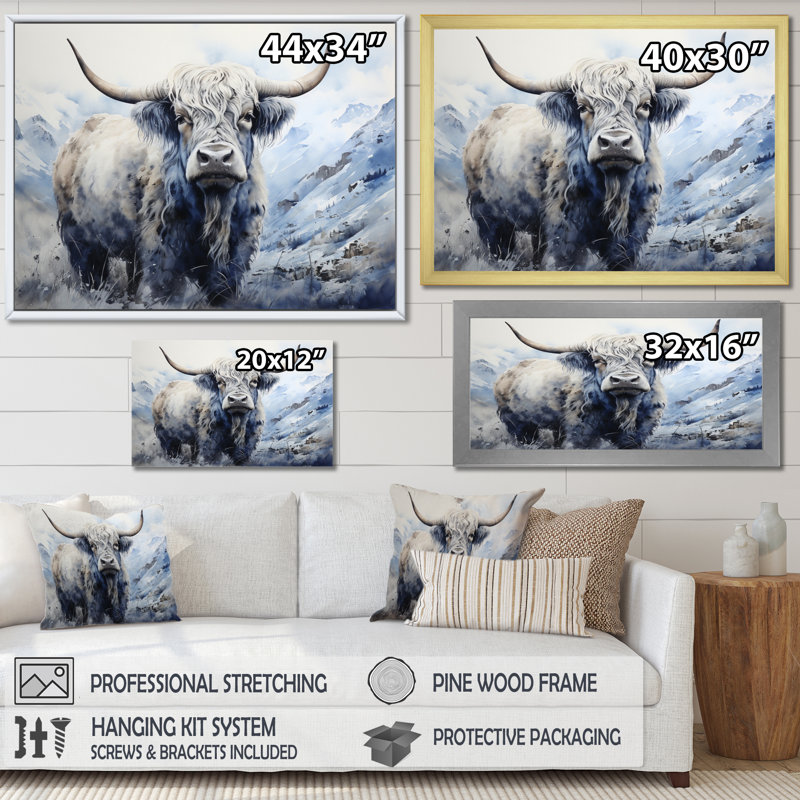 Yaks Majestic Grace Pointillism sur toile, H 30 po x l 40 po x P 1,5 po