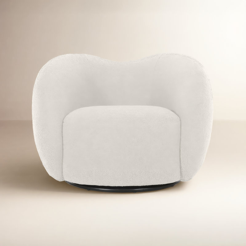 Upholstered Barrel Chair, Beige Wool