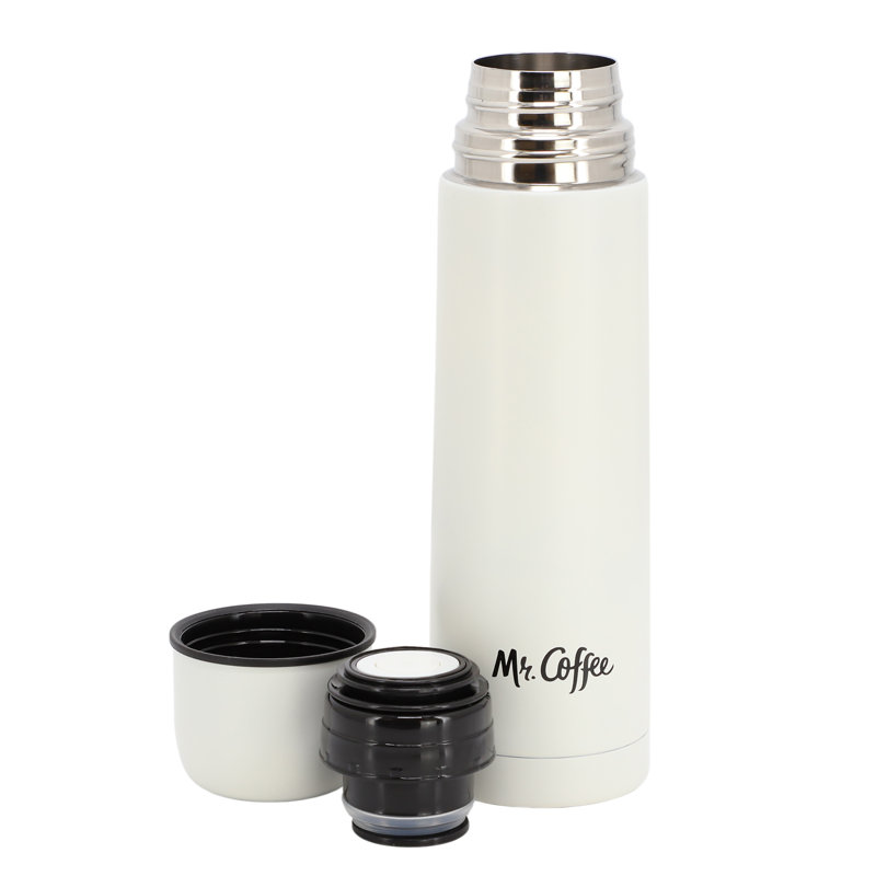 Ensemble de 2 bouteilles isothermes et tasse de voyage Mr. Coffee Javelin, Blanc / Blanc