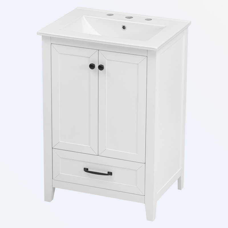 Meuble-lavabo de salle de bain avec lavabo, un tiroir et deux portes