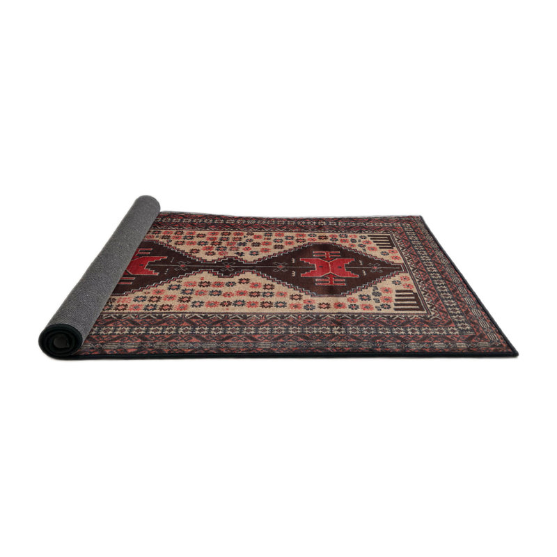 Tapis oriental rouge / crème, Rond 7 pi