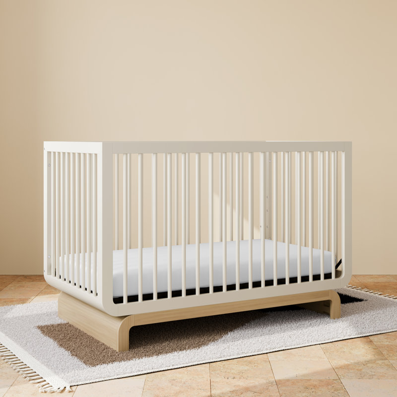 Lit de bébé convertible 5-en-1 Santorini, Avoine givrée / bois flottant, Lit à barreaux