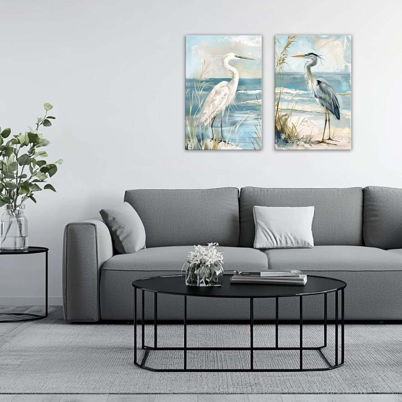 Coastal Heron Wall Art, H 24 po x l 16 po