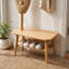 Tabouret en bois massif avec support en tissu, banc de rangement moderne Mid-Century