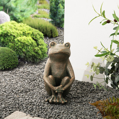 12''H MGO Bronze Squatting Frog Statue