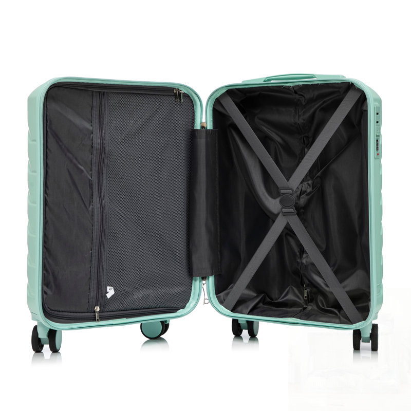Ensemble de bagage à roulettes en ABS durable avec serrure à combinaison et étui à cosmétiques, parfait pour les voyages et l'organisation.