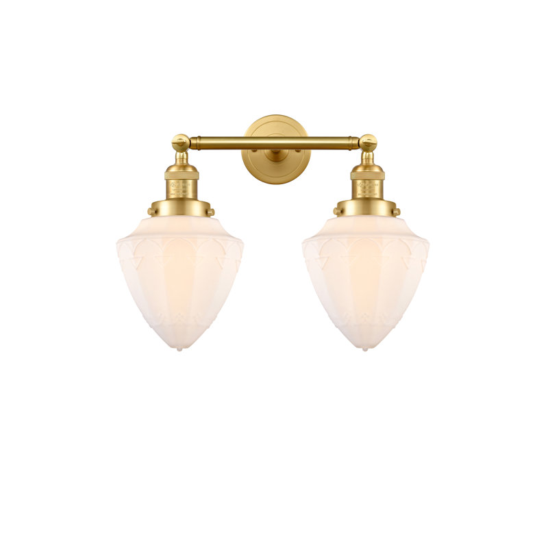 Éclairage pour meuble-lavabo à 2 lumières à intensité variable Antinette, Blanc mat, Or satiné