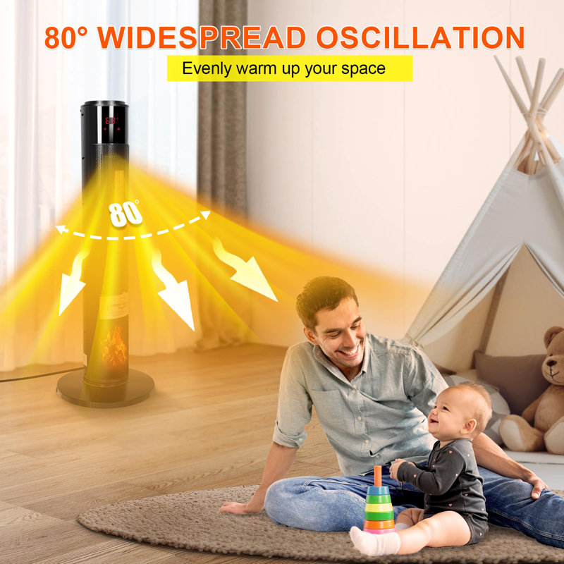 CAYNEL 1500 Watt Electric Tower Space Heater with Adjustable ThermostatHeater 