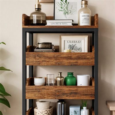Support à panier en bois avec 5 tiroirs