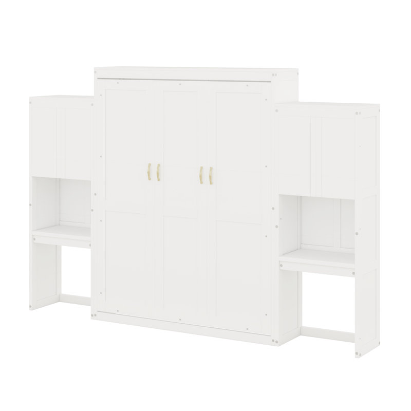 Lit escamotable avec bureau, coiffeuse et armoires Murphy, Blanc