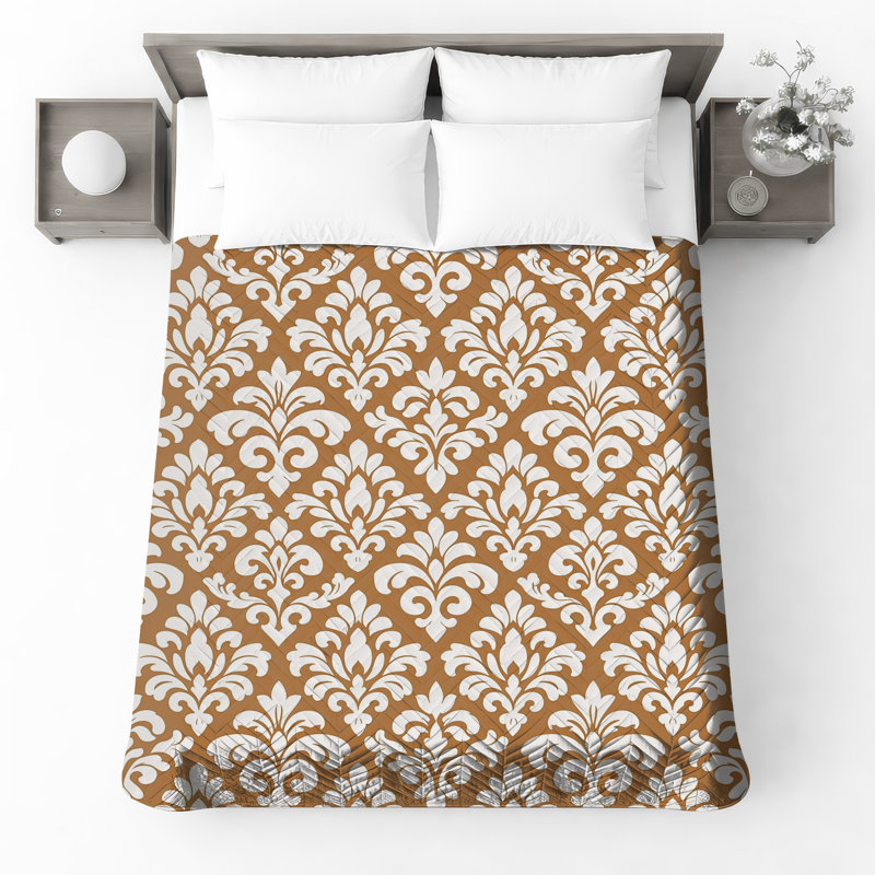 Couvre-lit matelassé blanc à motif damassé toutes tailles, King