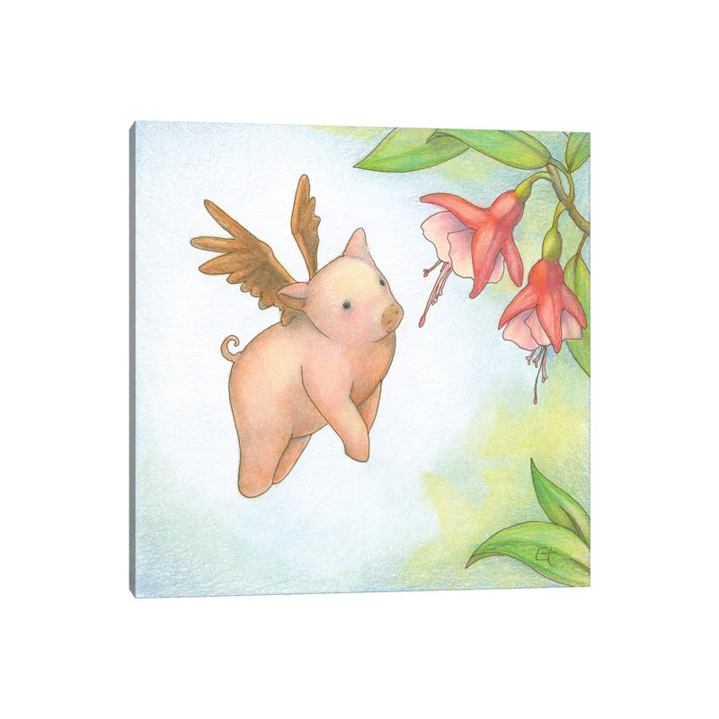 Humming Pig - Wrapped Canvas Painting, 30.48 cm H x 30.48 cm W