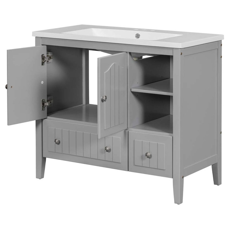 36 meuble-lavabo simple avec lavabo, gris