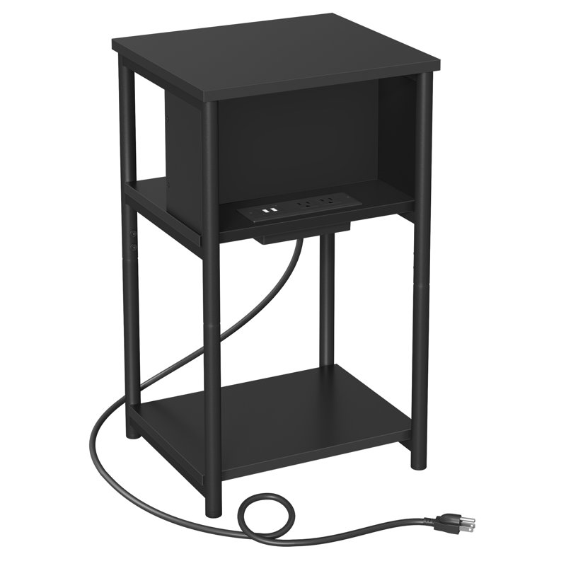 Table d'appoint avec station de charge, Noir