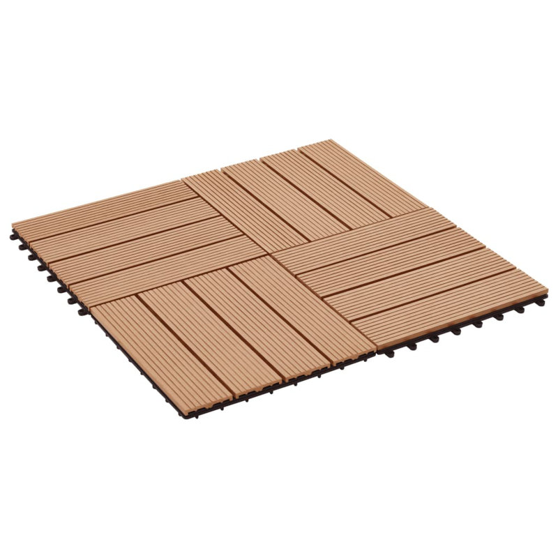 Carreaux de terrasse 11 pièces VPC 11,8 po x 11,8 po VidaXL, Teck, Vertical stripe, 11