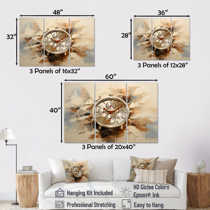 Ensemble de décorations murales Minimalisme Luxury Watch III, H 40 po x l 60 po