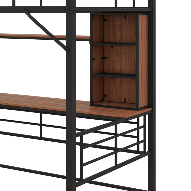 Lit mezzanine Damir, pour enfants, Simple, Noir
