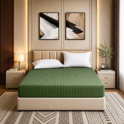 Luxury Striped Microfiber Fitted Sheet - 40 cm Deep Pocket, Ultra-Soft, Wrinkle-Resistant & Easy Car