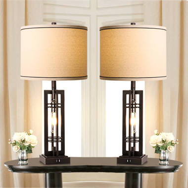 Wireless aluminum table lamp with leather handle warm white LED FUNGY H29cm