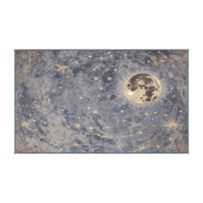 Machine Washable Blue Area Rug